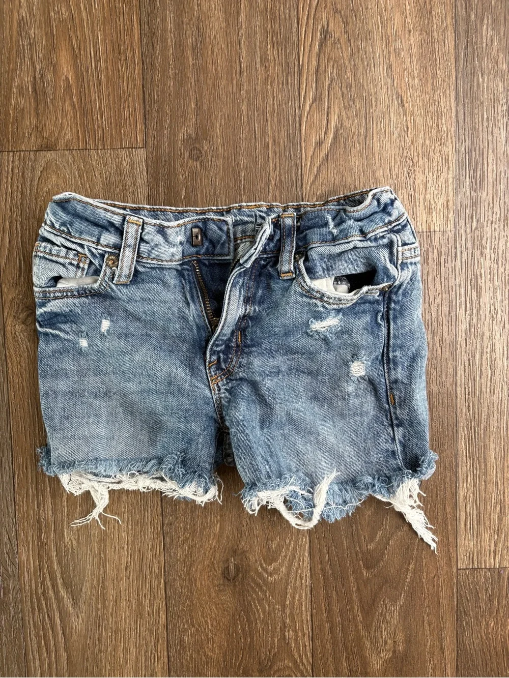 GAP Faded Light Blue Frayed Hem Denim Shorts - Kids